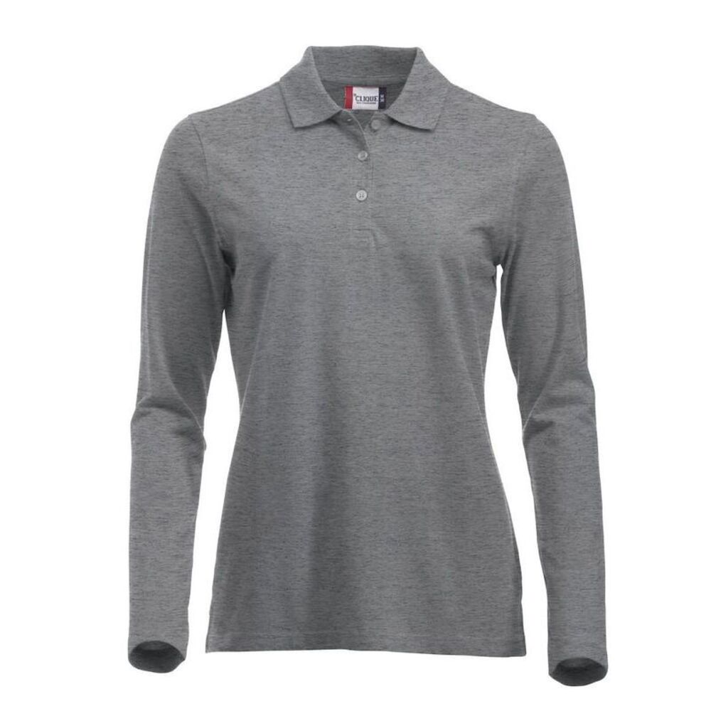 Clique Womens/Ladies Classic Marion Melange Long-Sleeved Polo Shirt / Grey Melan